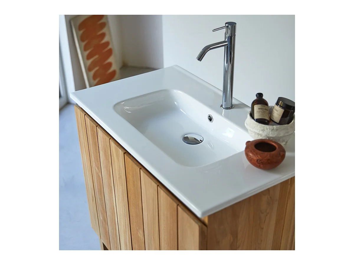 Waschtisch mit integriertem Keramikwaschbecken 80 cm Jill