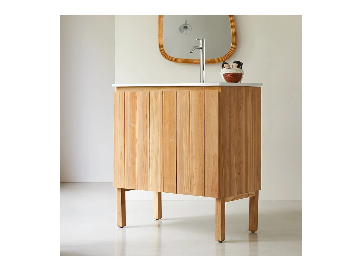 Waschtisch mit integriertem Keramikwaschbecken 80 cm Jill