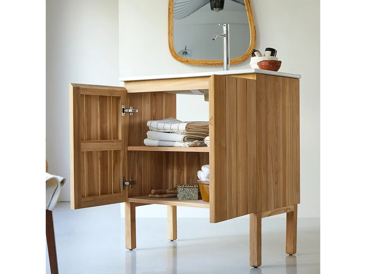 Waschtisch mit integriertem Keramikwaschbecken 80 cm Jill