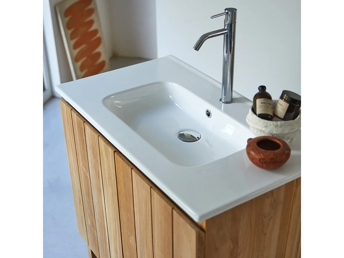 Waschtisch mit integriertem Keramikwaschbecken 80 cm Jill