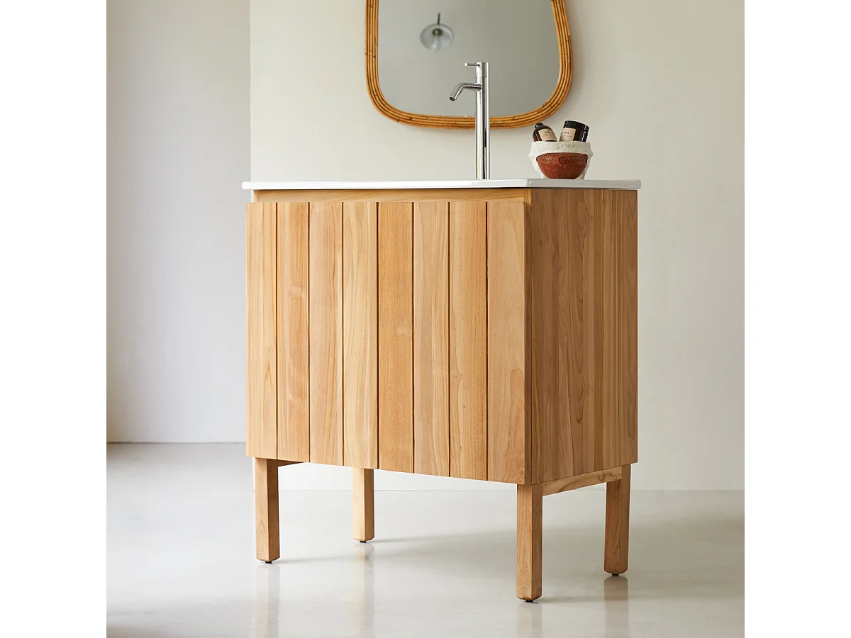 Waschtisch mit integriertem Keramikwaschbecken 80 cm Jill