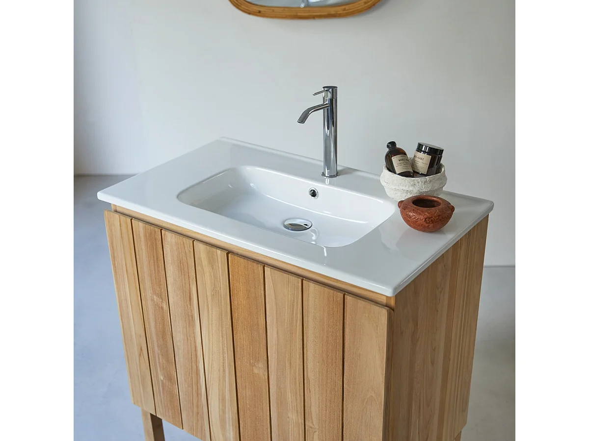 Waschtisch mit integriertem Keramikwaschbecken 80 cm Jill