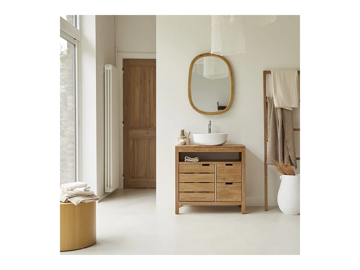 Mobile sottolavabo Serena in rovere massello 80 cm