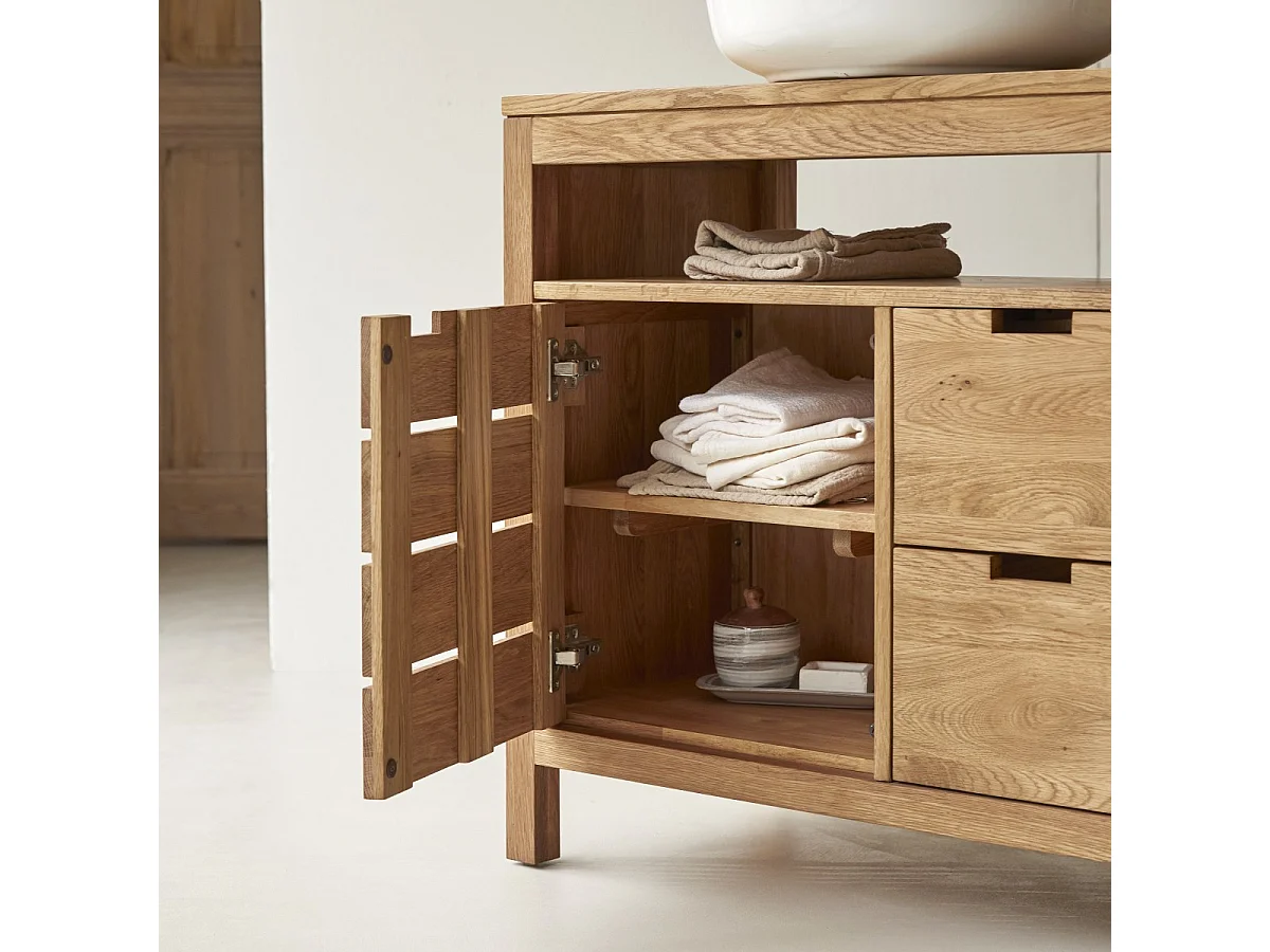 Mobile sottolavabo Serena in rovere massello 80 cm