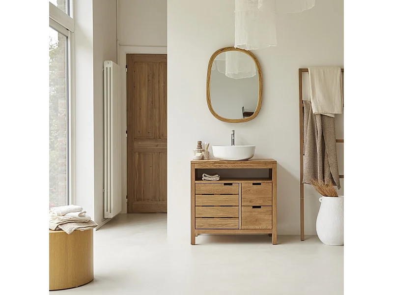 Mobile sottolavabo Serena in rovere massello 80 cm