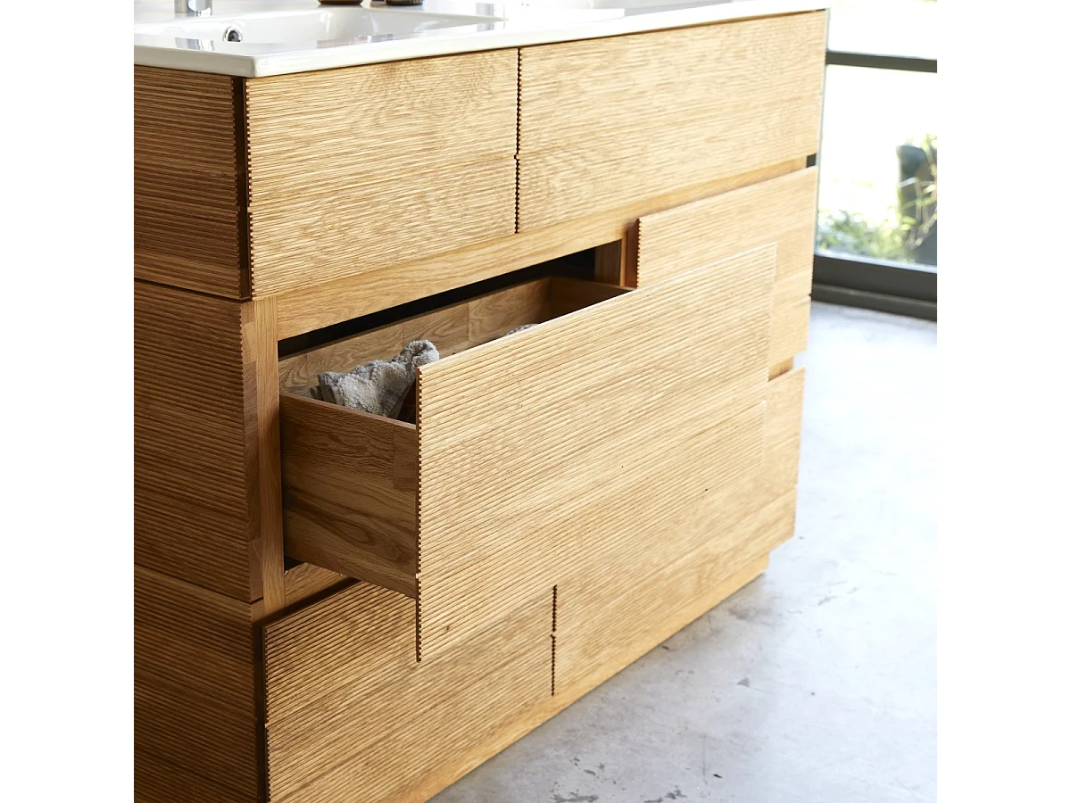 Mobili da bagno in quercia con lavabi in ceramica Karl 120