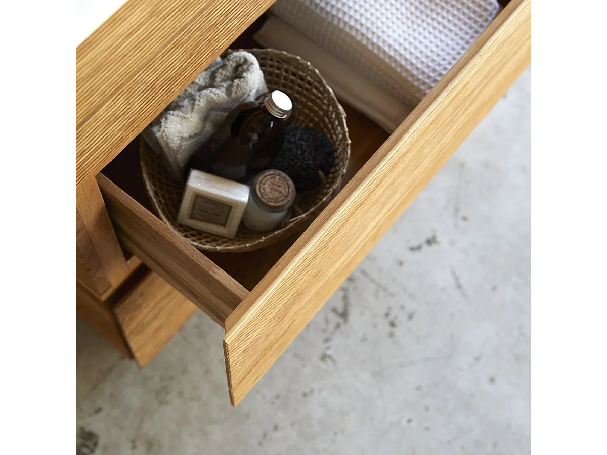 Meuble Salle de bain en bois de chêne et céramique 120 Karl