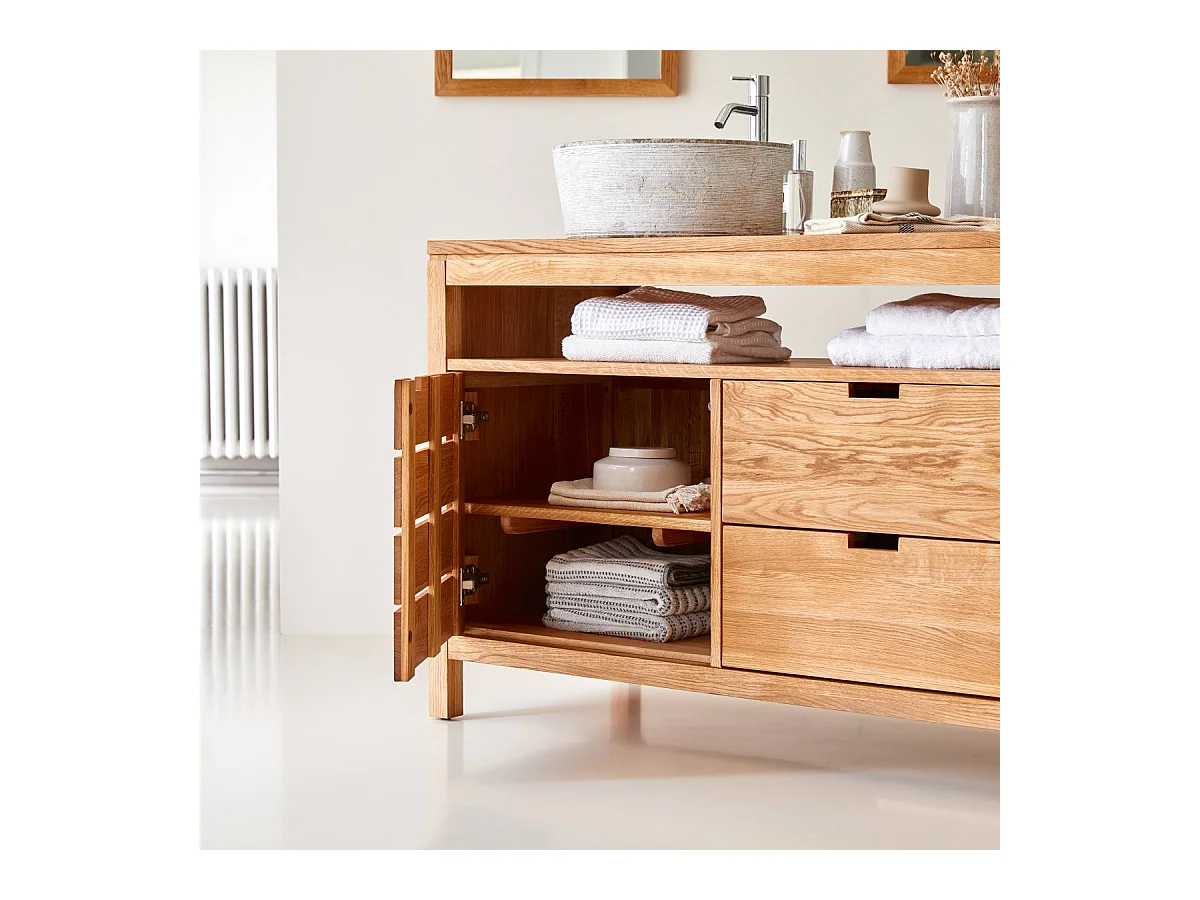 Mobili da bagno lavandino bagno legno massello quercia 165 cm ripiano armadio