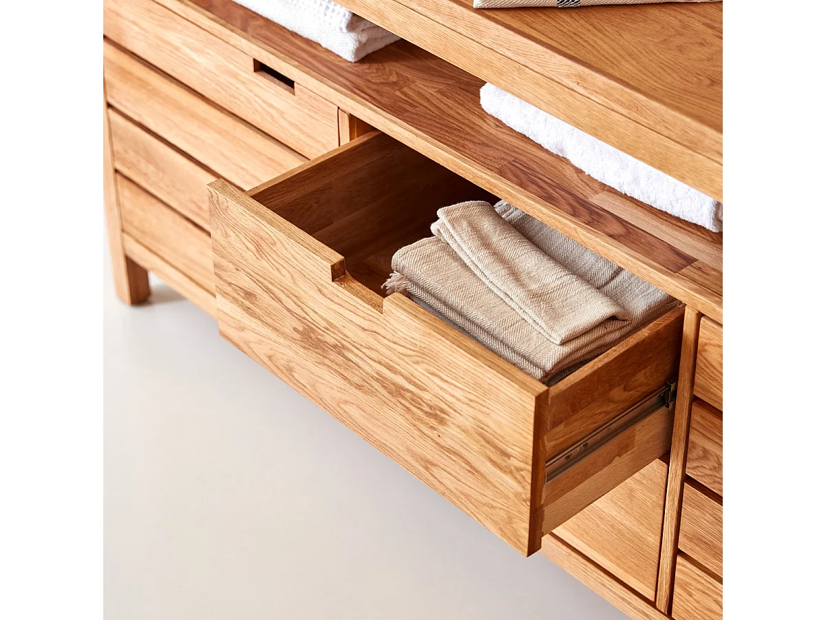 Mobili da bagno lavandino bagno legno massello quercia 165 cm ripiano armadio