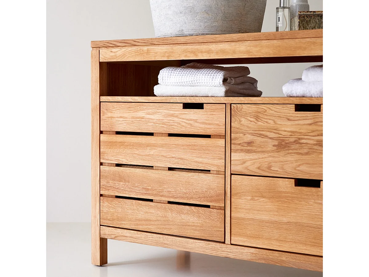 Mobili da bagno lavandino bagno legno massello quercia 165 cm ripiano armadio