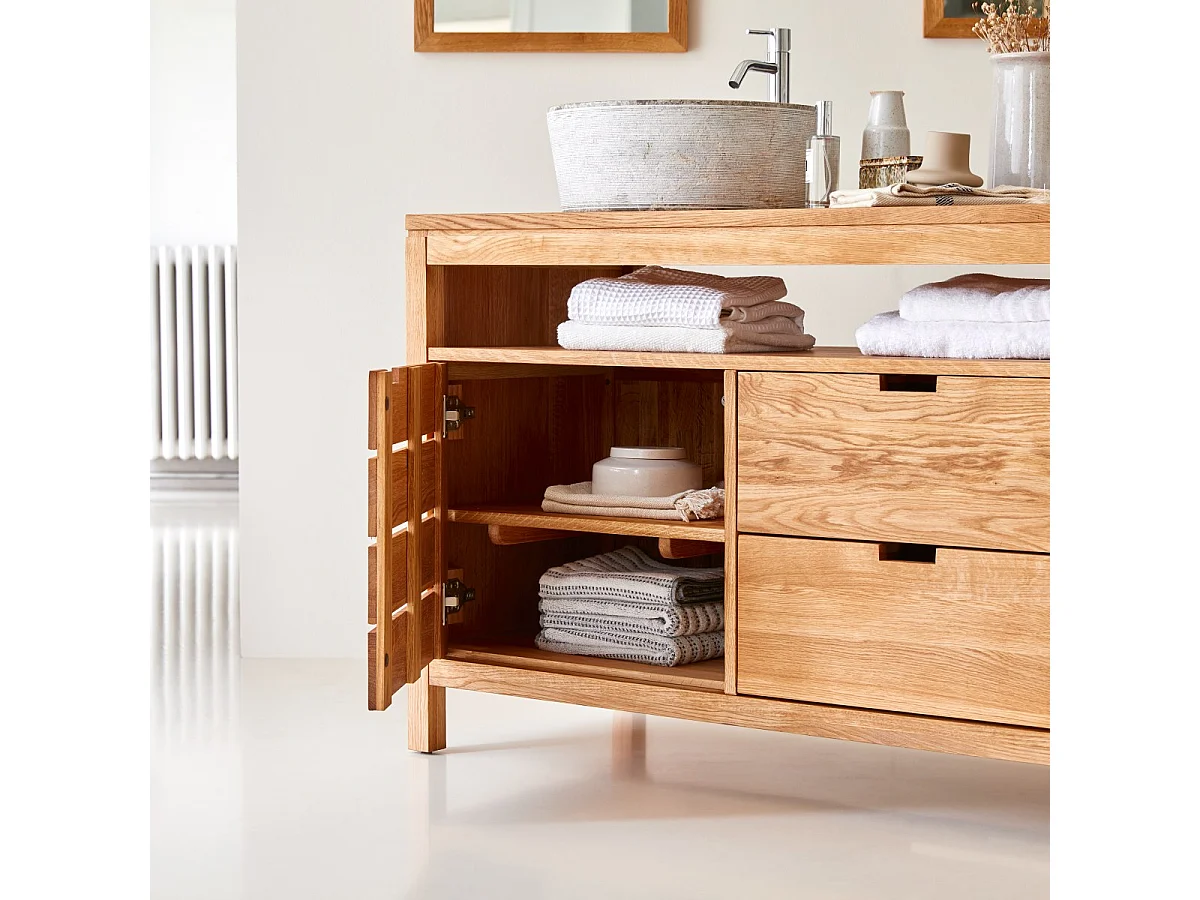 Mobili da bagno lavandino bagno legno massello quercia 165 cm ripiano armadio
