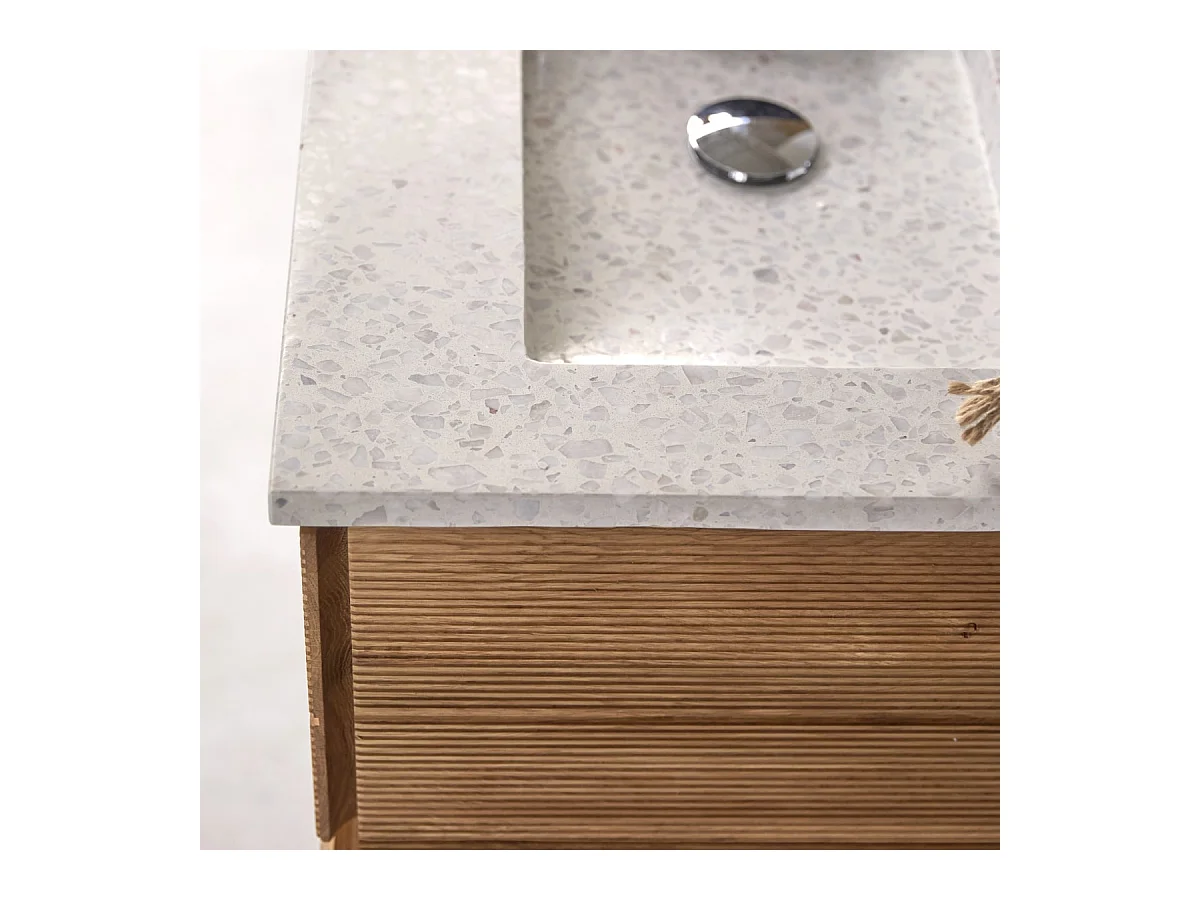 Mobile per il Bagno in legno di rovere e battuto di terrazzo premium Moon da 60 cm