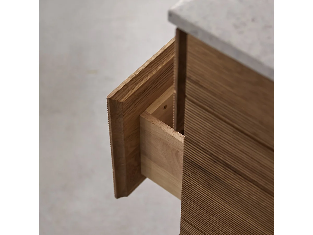 Mobile per il Bagno in legno di rovere e battuto di terrazzo premium Moon da 60 cm