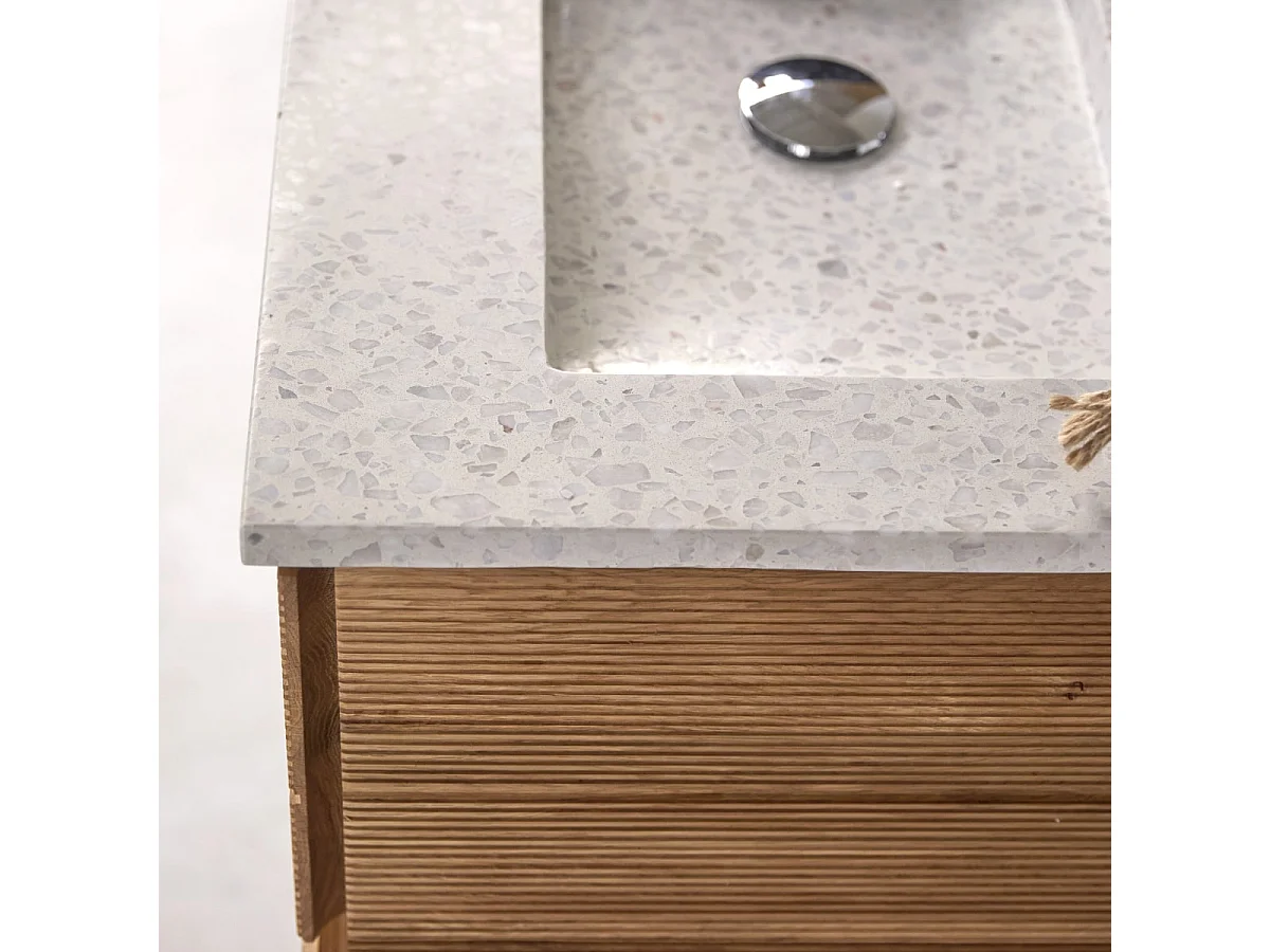 Badezimmermöbel aus massiver Eiche und Terrazzo Moon 60 cm