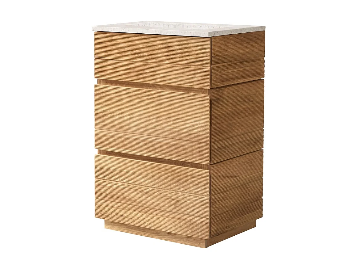 Badezimmermöbel aus massiver Eiche und Terrazzo Moon 60 cm