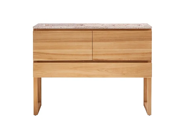 Meuble Salle de Bain en bois de teck massif et terrazzo premium Pink 120 Edgar