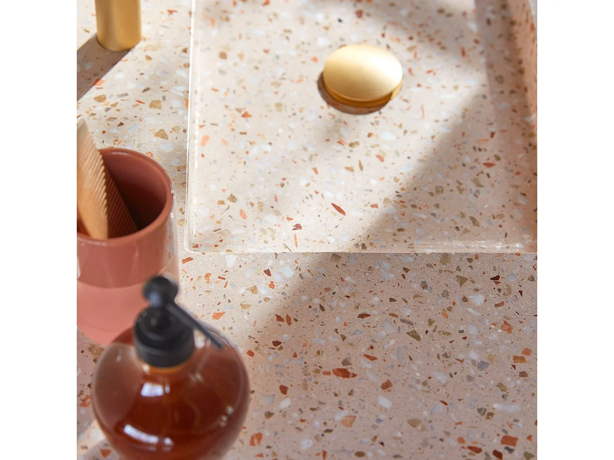 Mobile per il Bagno in legno di teak massello e battuto di terrazzo premium Pink 120 Edgar