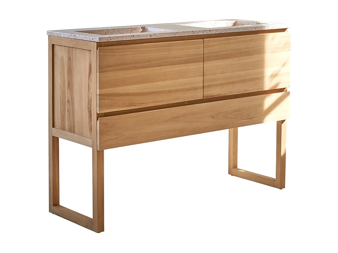 Mobile per il Bagno in legno di teak massello e battuto di terrazzo premium Pink 120 Edgar