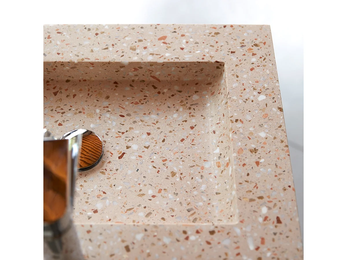 Mobile per il Bagno in legno di noce massello e terrazzo premium Pink Edgar