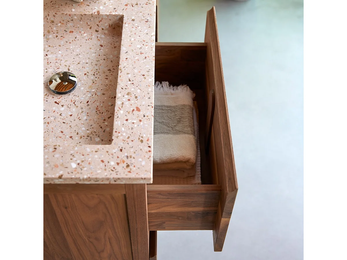 Mobile per il Bagno in legno di noce massello e terrazzo premium Pink Edgar