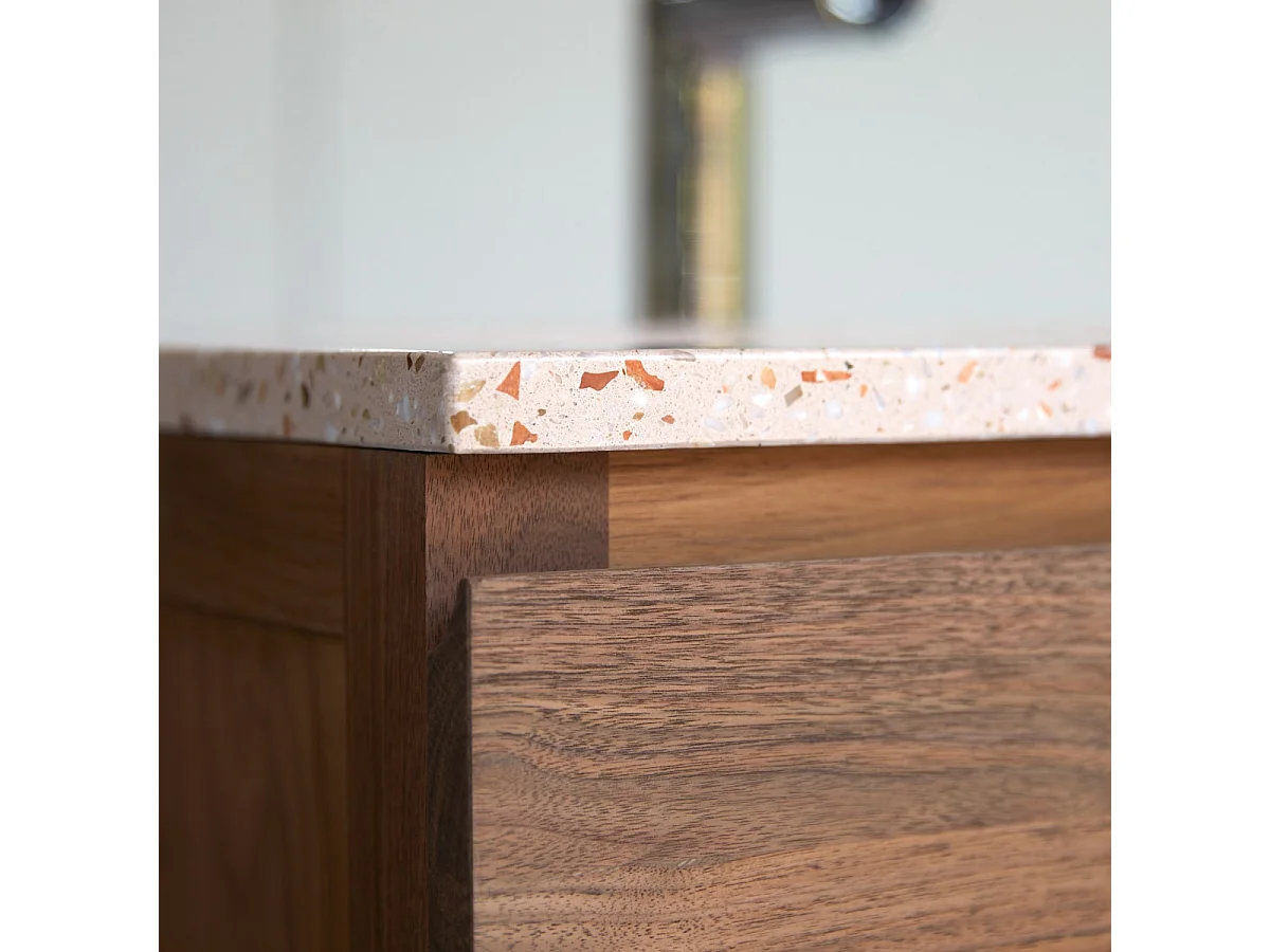 Mobile per il Bagno in legno di noce massello e terrazzo premium Pink Edgar