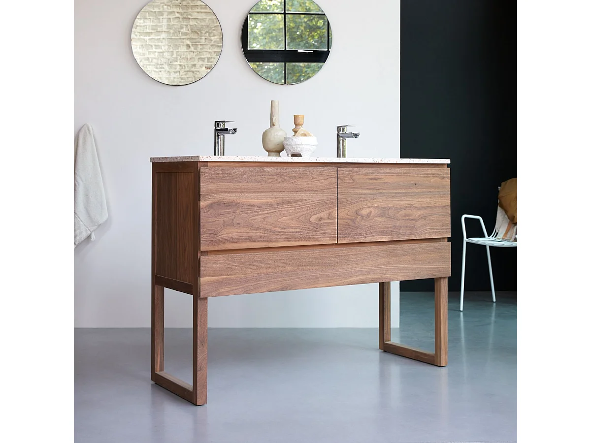 Mobile per il Bagno in legno di noce massello e terrazzo premium Pink Edgar