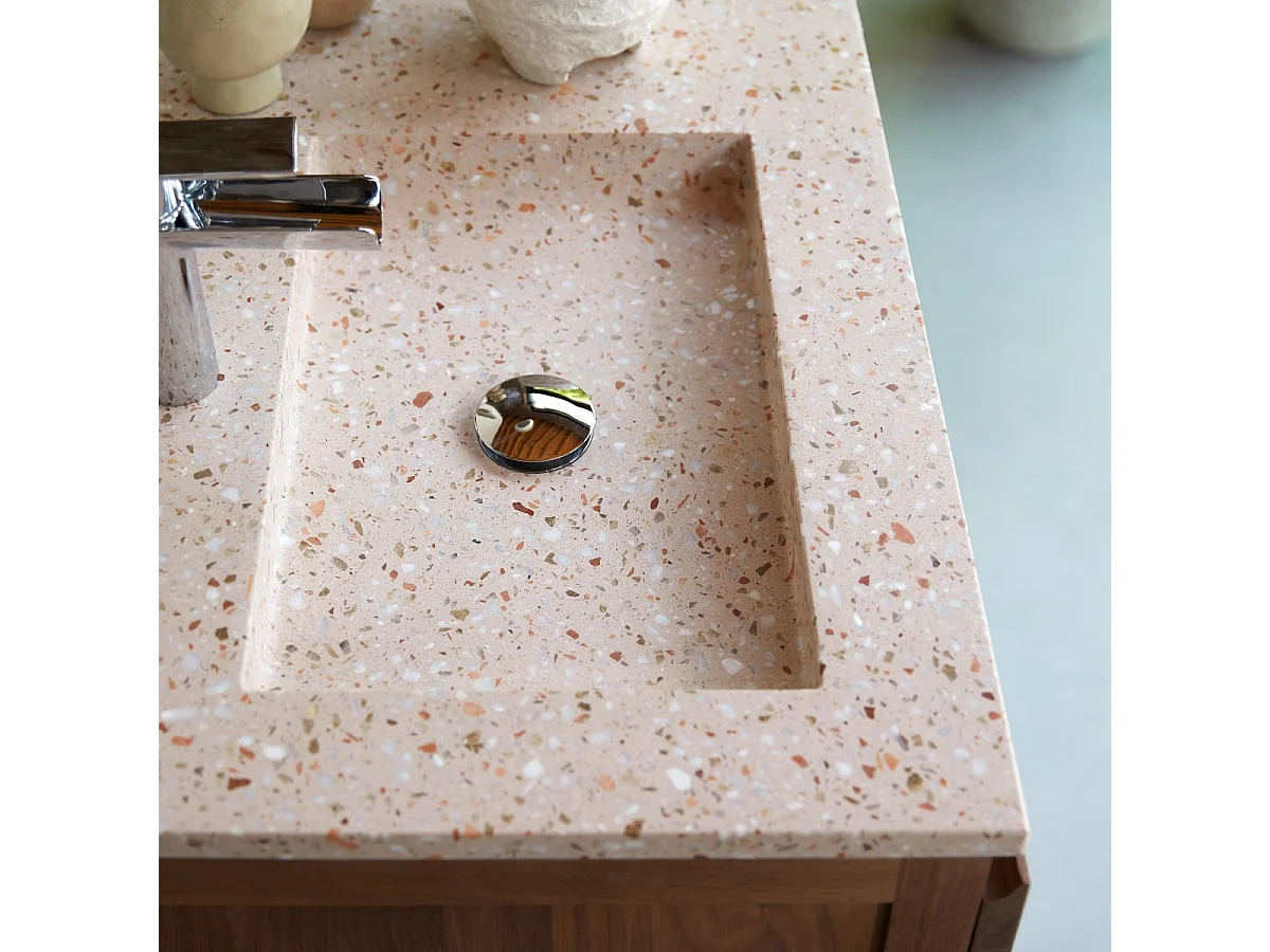 Mobile per il Bagno in legno di noce massello e terrazzo premium Pink Edgar