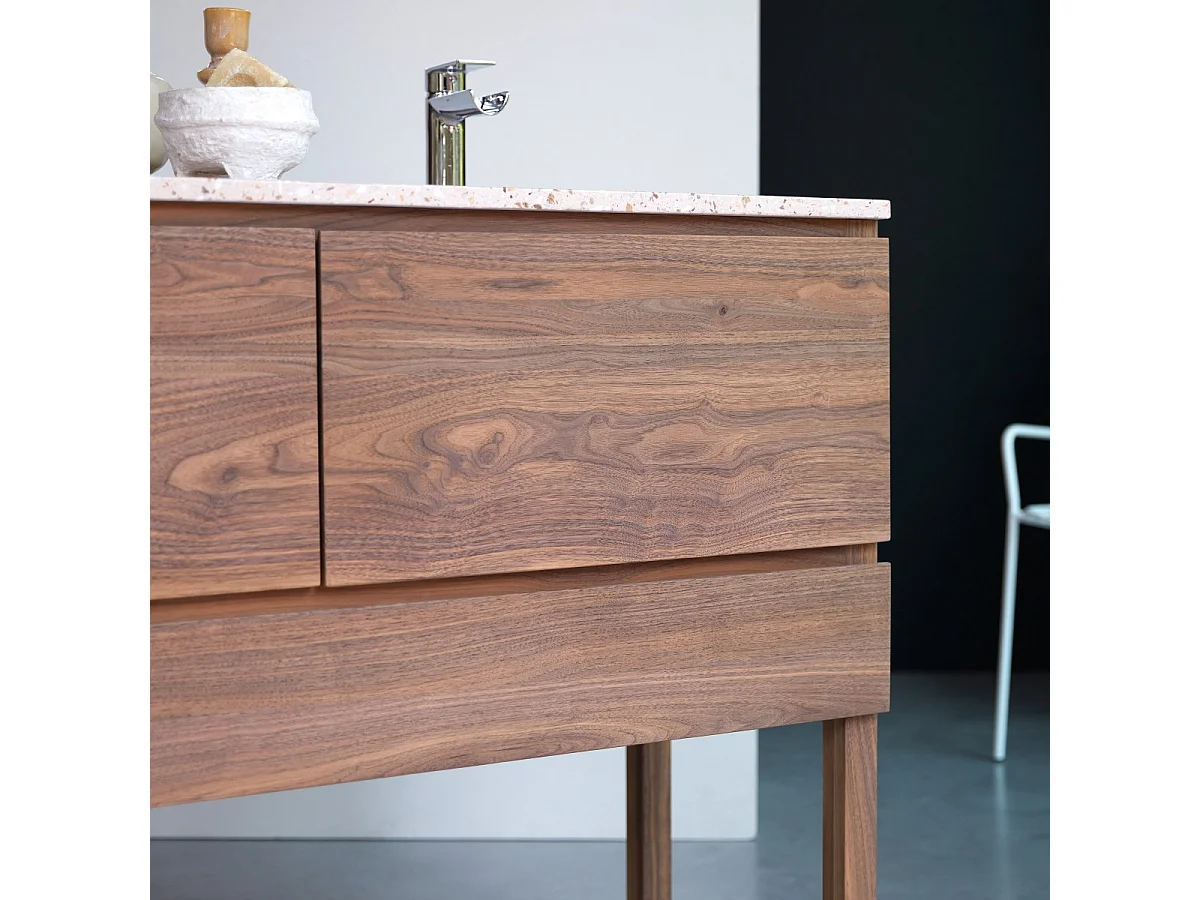 Mobile per il Bagno in legno di noce massello e terrazzo premium Pink Edgar