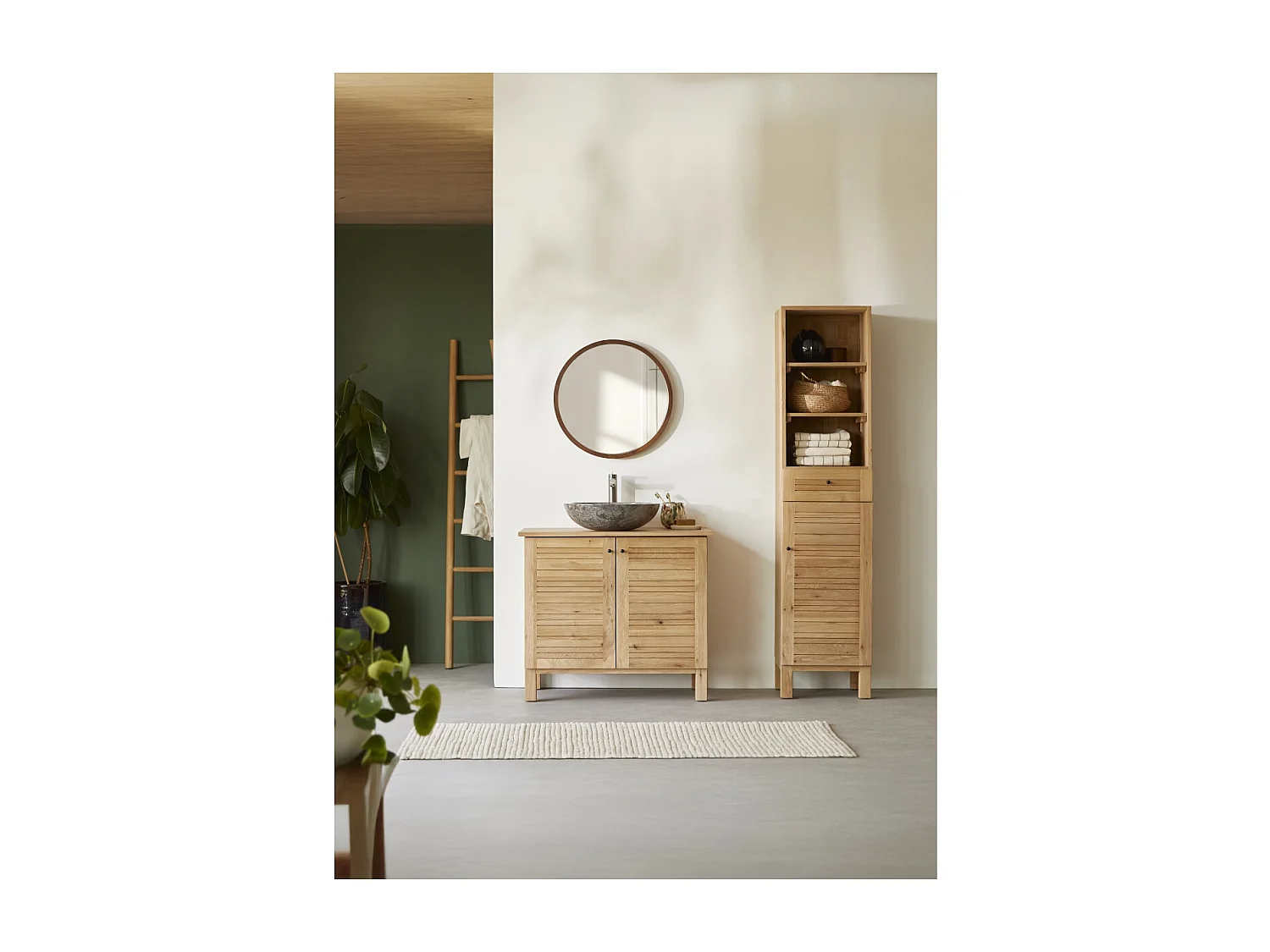 Mobile per bagno in legno di quercia 85 Soho