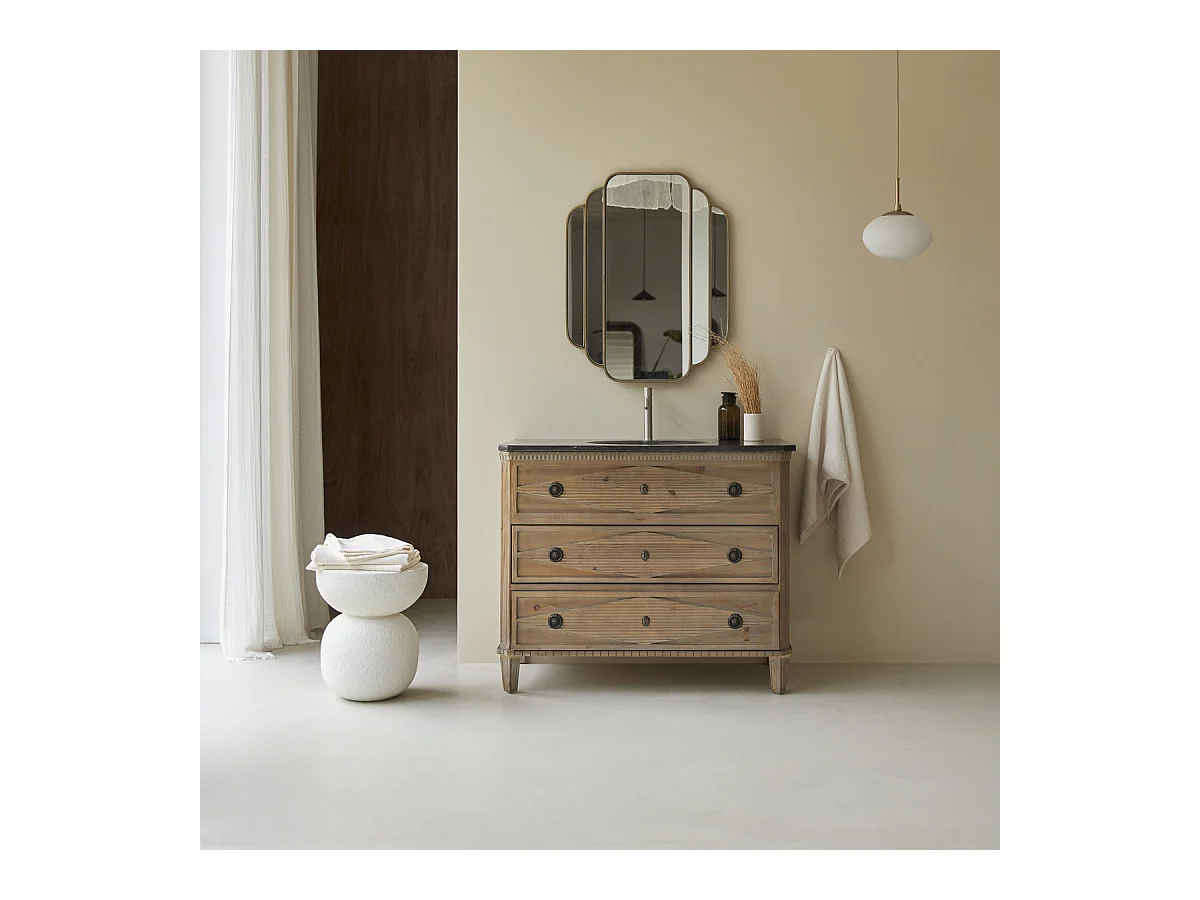 Meuble en bois de pin avec simple vasque 100 Emily