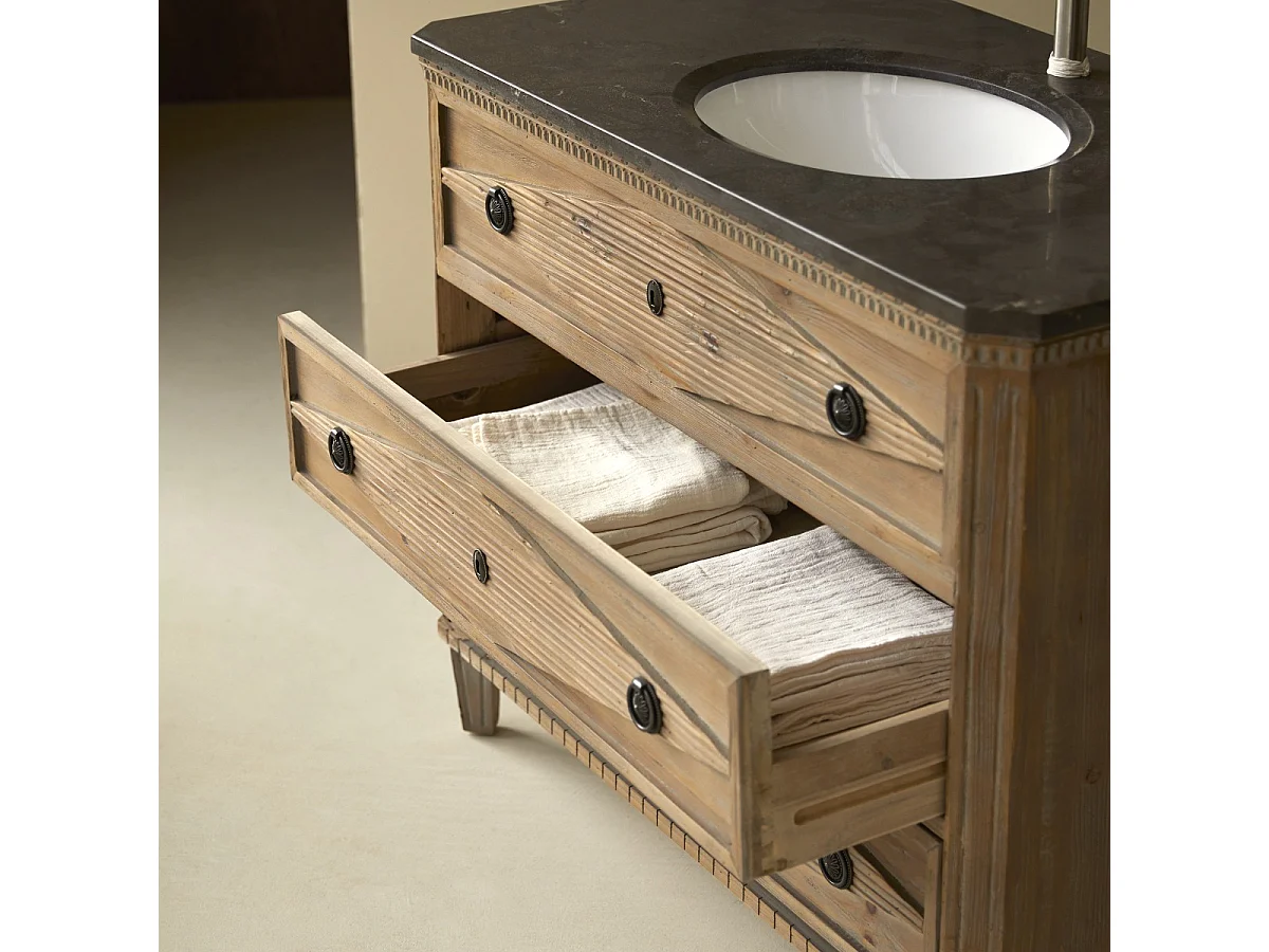 Meuble en bois de pin avec simple vasque 100 Emily