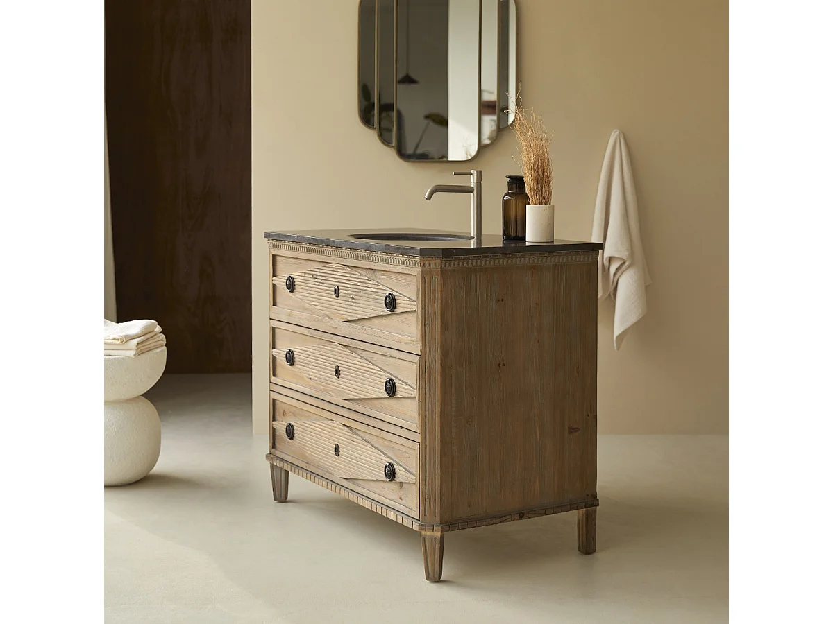 Meuble en bois de pin avec simple vasque 100 Emily