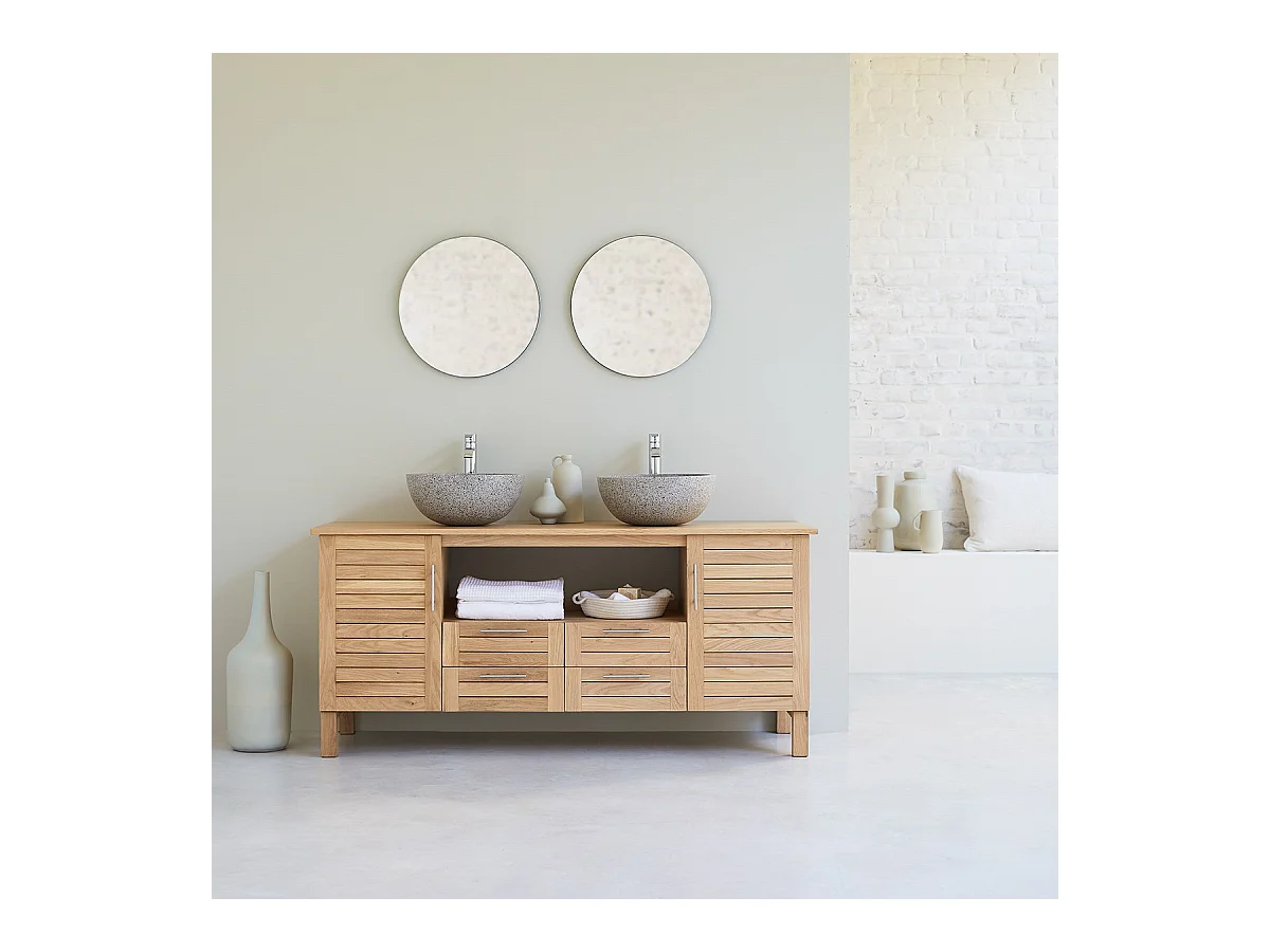 Meuble Salle de bain en bois de chêne 165 Soho