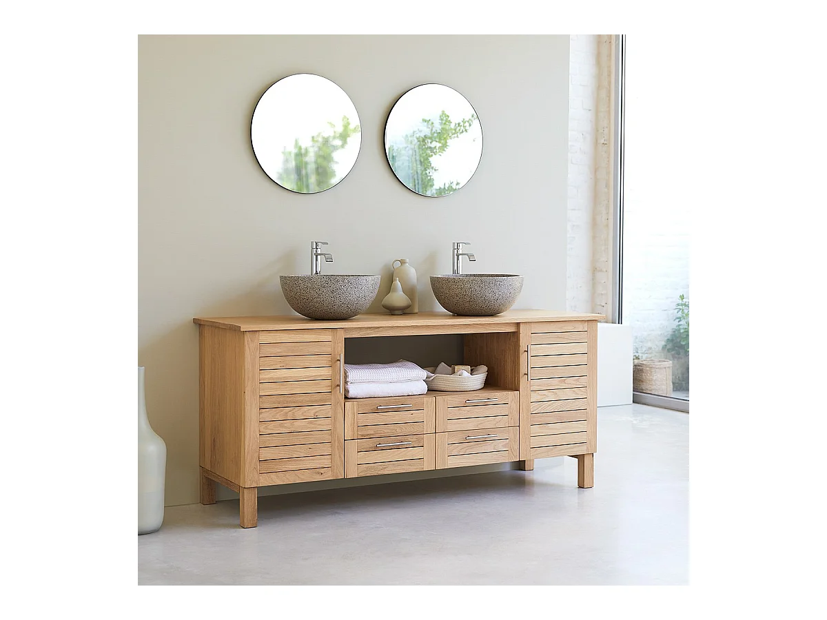Meuble Salle de bain en bois de chêne 165 Soho