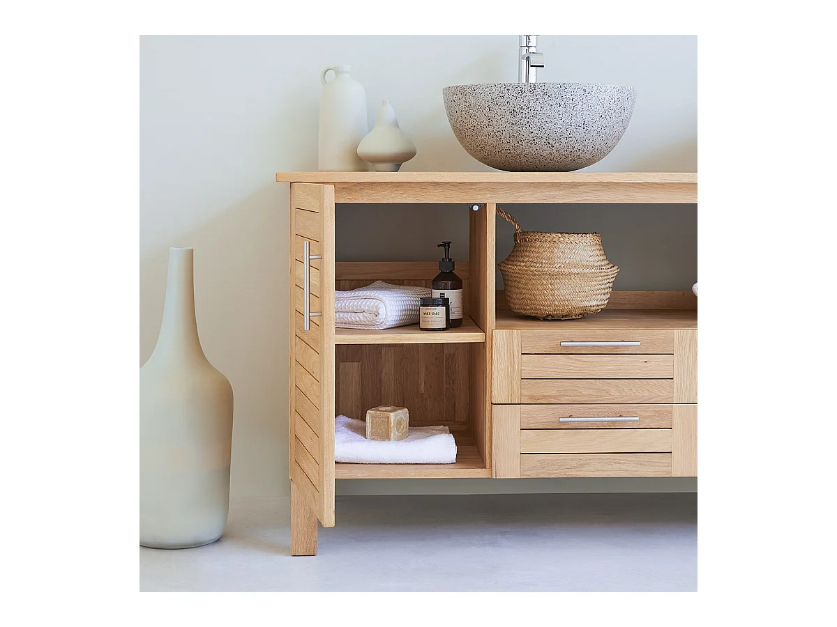 Meuble Salle de bain en bois de chêne 165 Soho