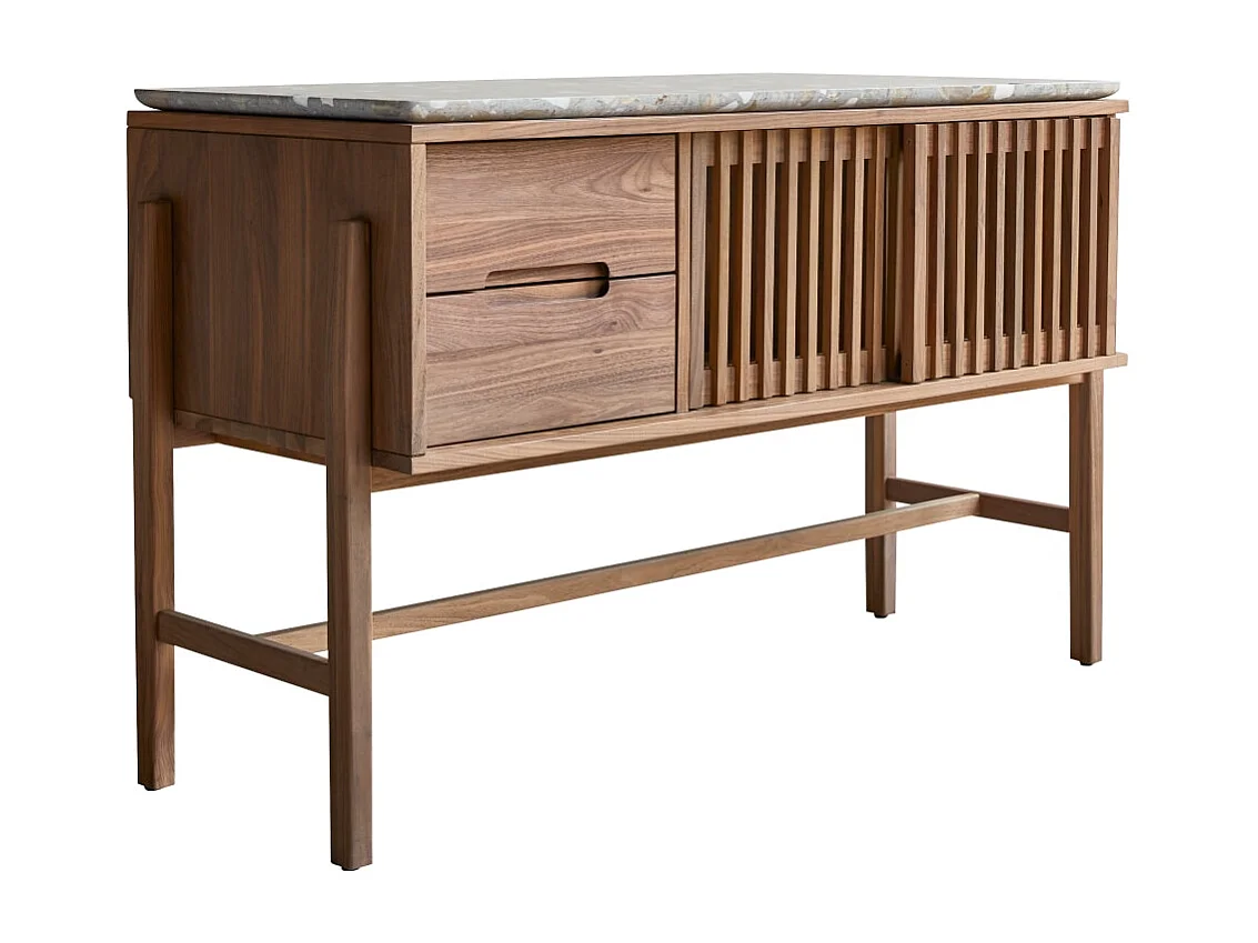 Mobile per il bagno Isaure in legno di noce massello e battuto di terrazzo