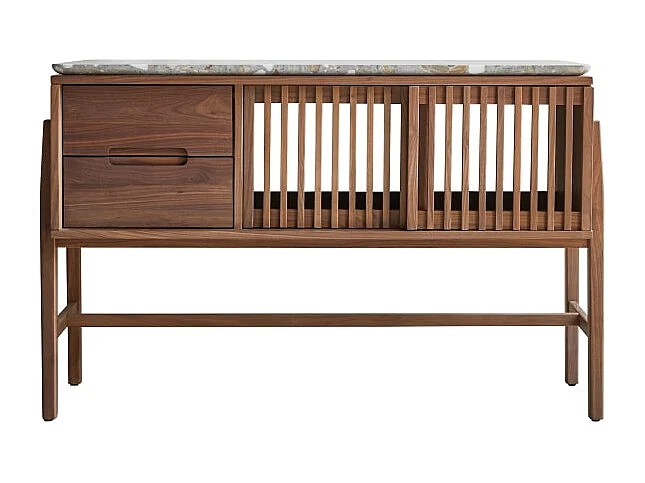 Mobile per il bagno Isaure in legno di noce massello e battuto di terrazzo