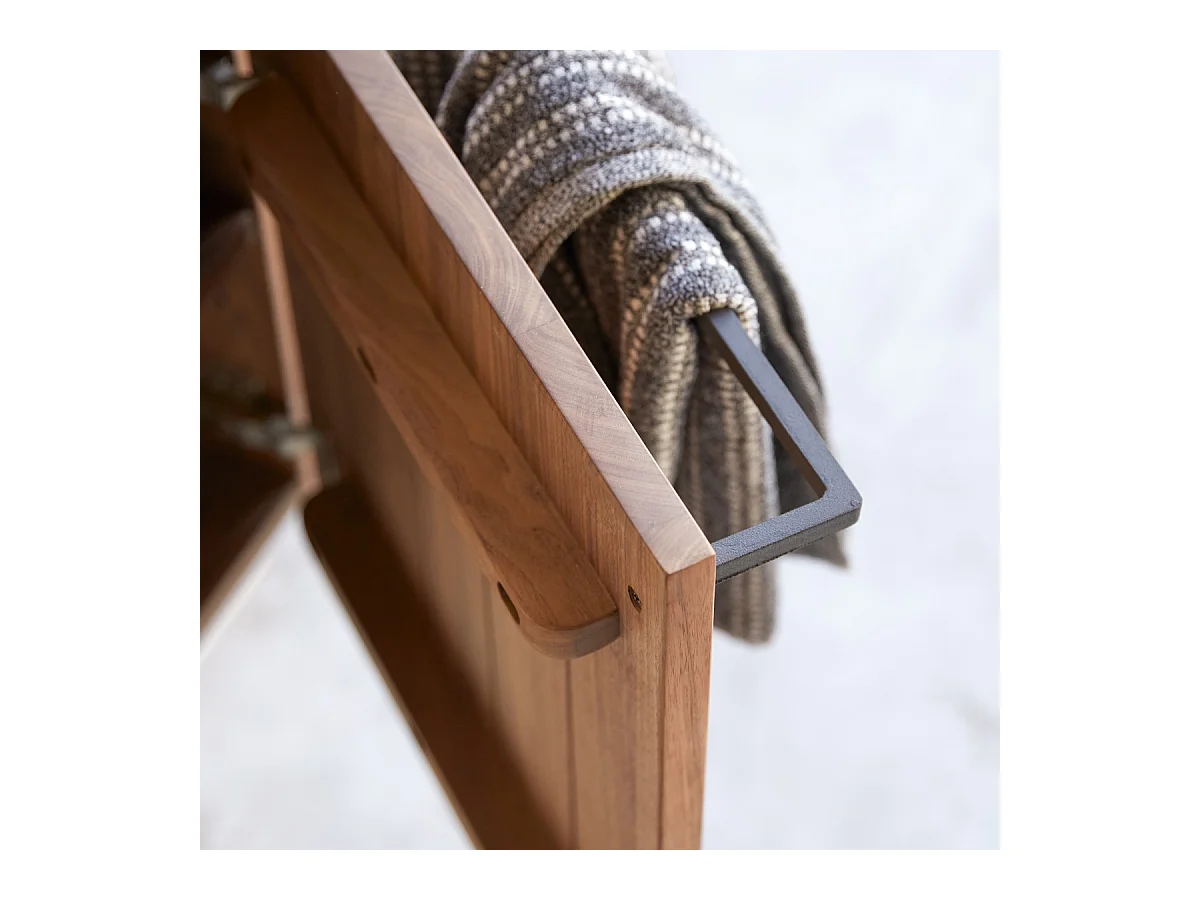 Hängendes Handwaschbecken Stelle aus Nussbaum und schwarzem Marmor