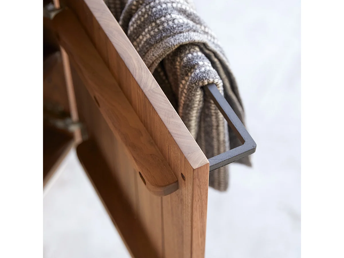 Hängendes Handwaschbecken Stelle aus Nussbaum und schwarzem Marmor