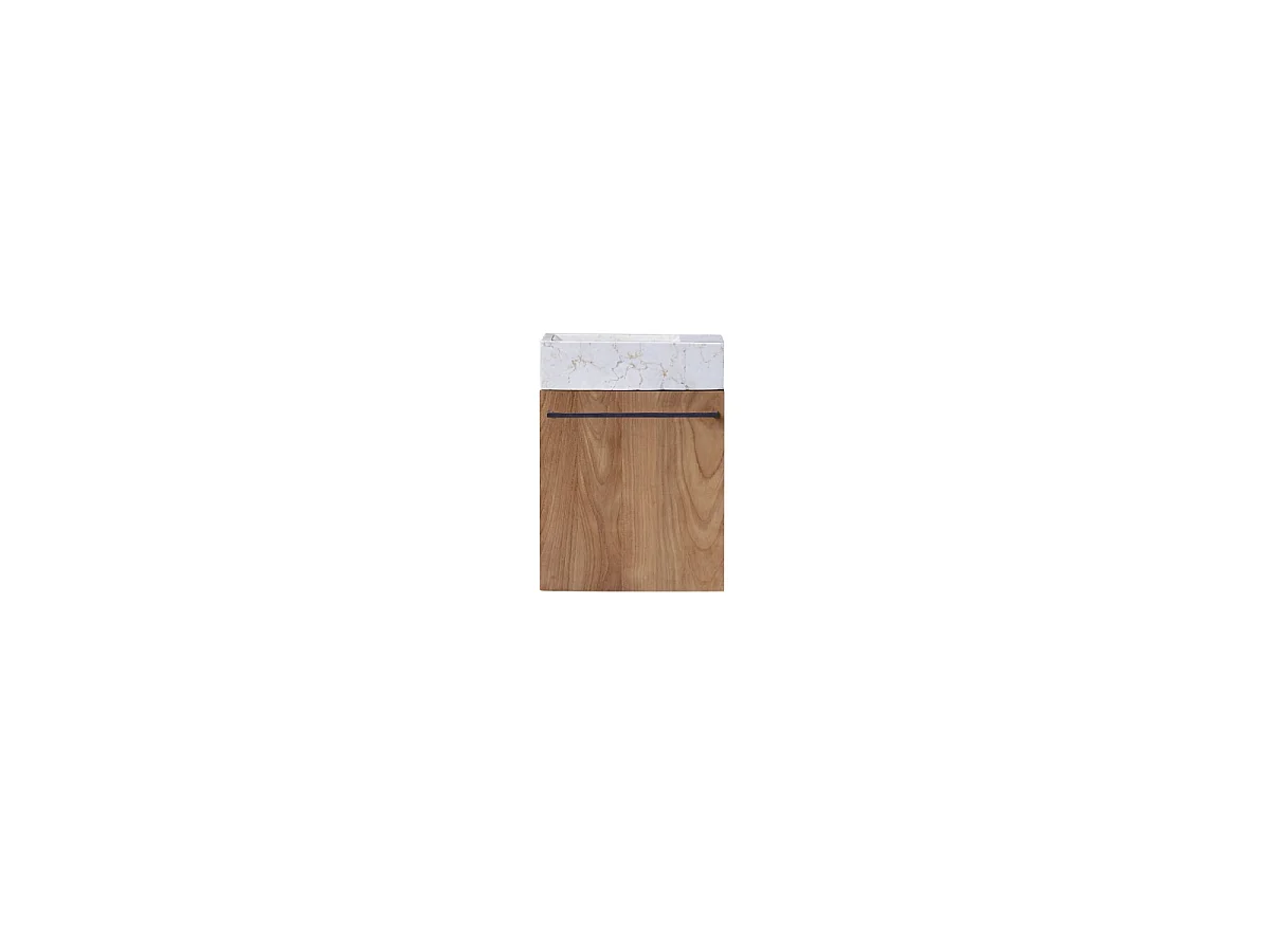Mobile lavamani sospeso in legno di teak e marmo Stelle cream