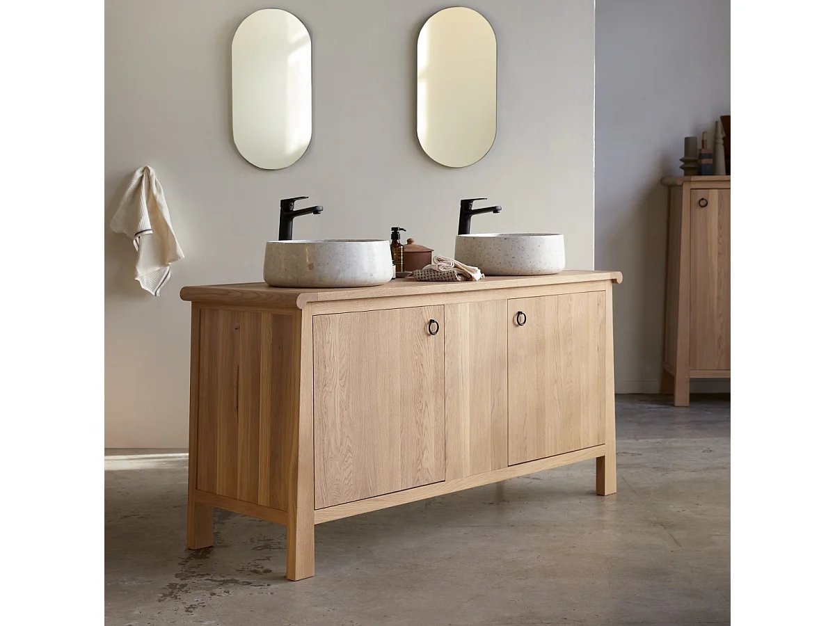 Mobile da bagno in rovere massello Volute 160 cm