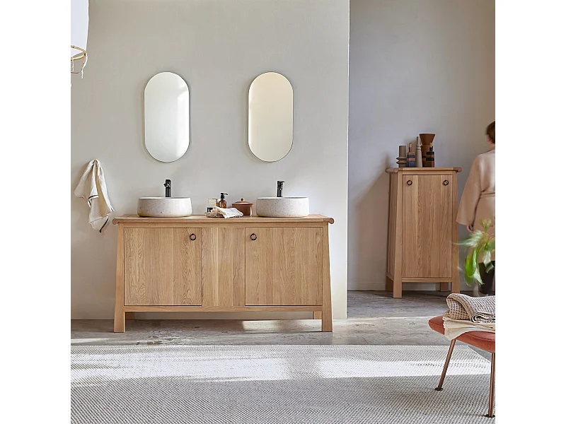 Mobile da bagno in rovere massello Volute 160 cm