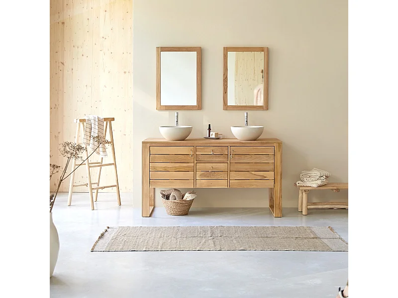 Meuble sous vasque en bois de teck 145 Minimalys