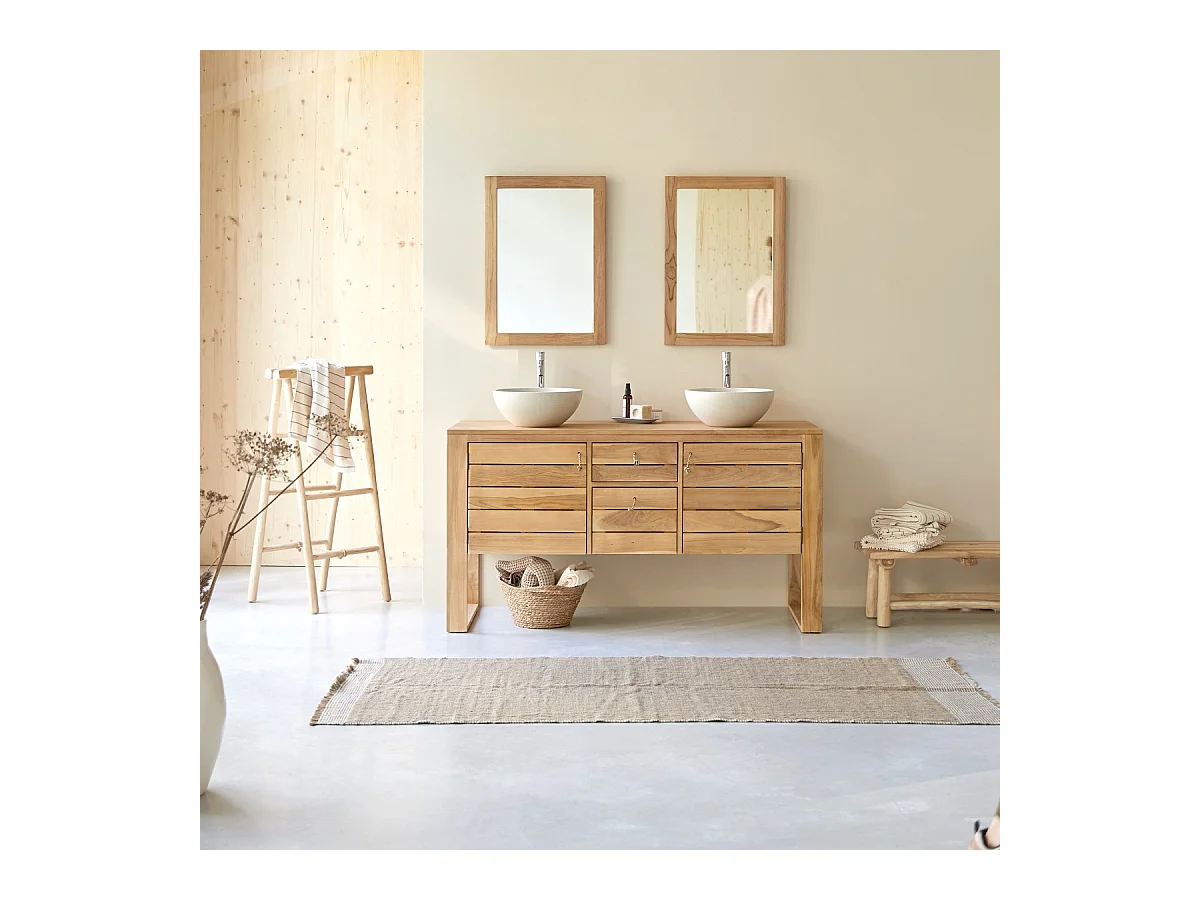 Meuble sous vasque en bois de teck 145 Minimalys