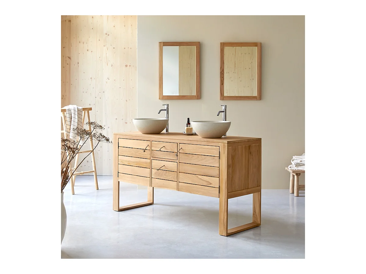 Meuble sous vasque en bois de teck 145 Minimalys