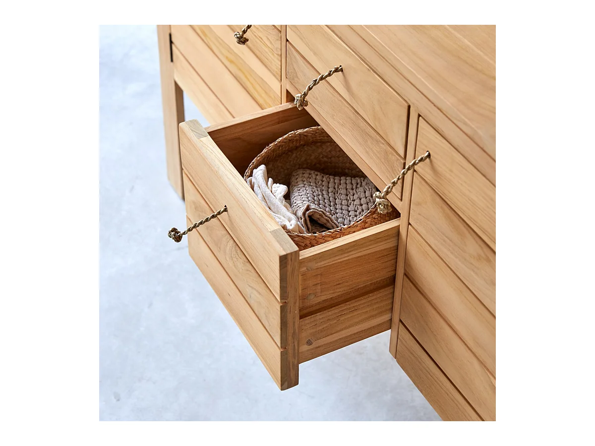 Meuble sous vasque en bois de teck 145 Minimalys