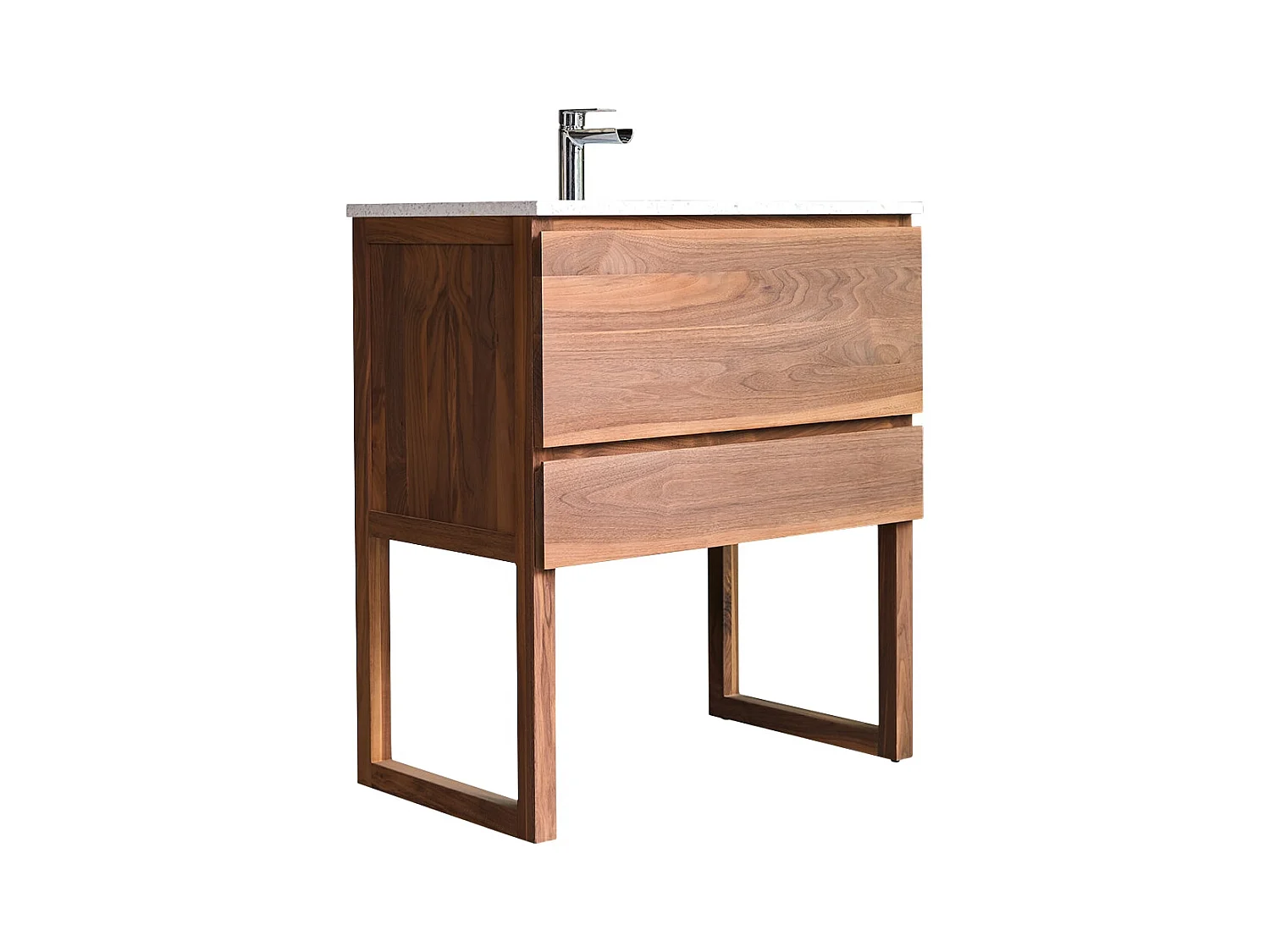 Mobile per il Bagno in legno di noce massello e terrazzo premium Moon Edgar 80