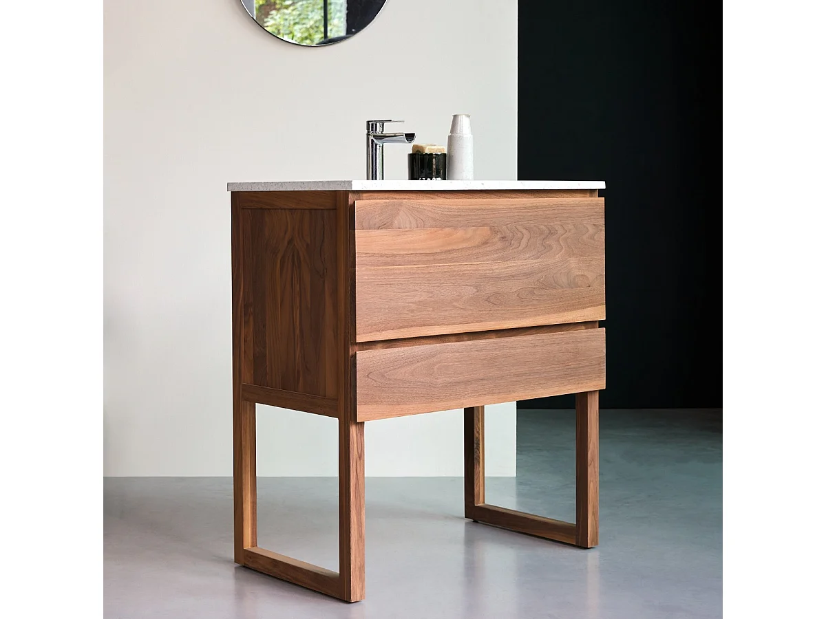 Mobile per il Bagno in legno di noce massello e terrazzo premium Moon Edgar 80