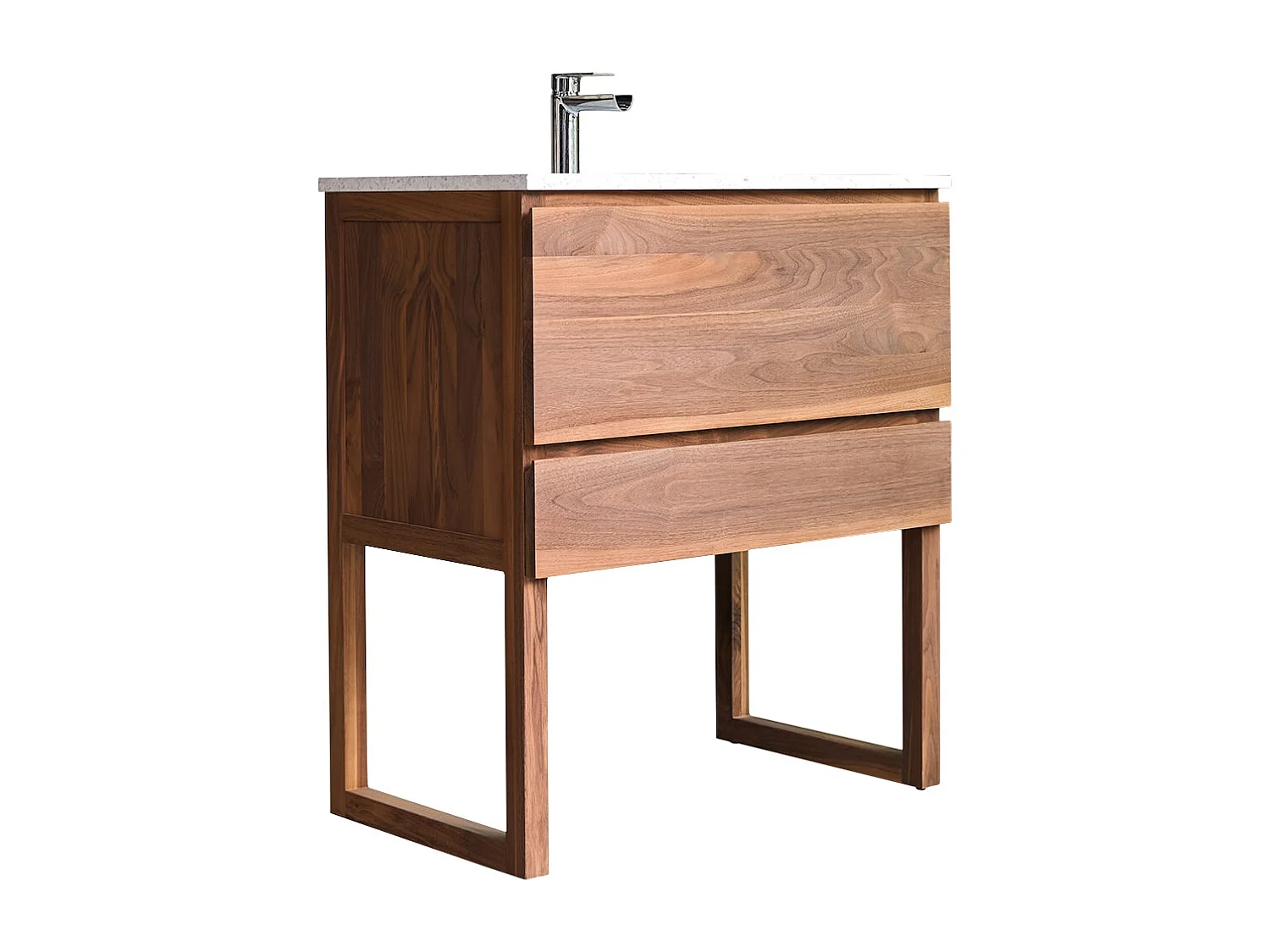 Mobile per il Bagno in legno di noce massello e terrazzo premium Moon Edgar 80