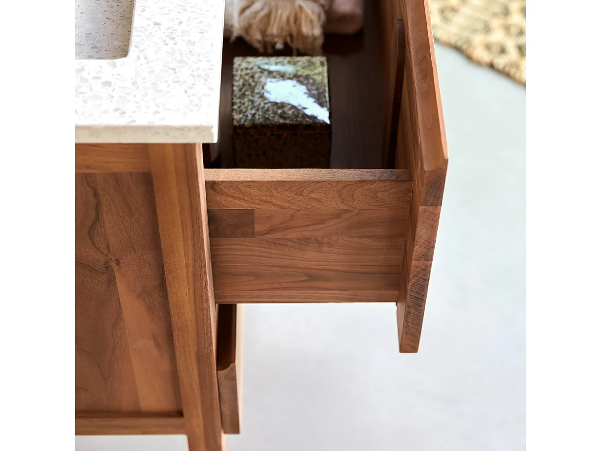 Mobile per il Bagno in legno di noce massello e terrazzo premium Moon Edgar 80